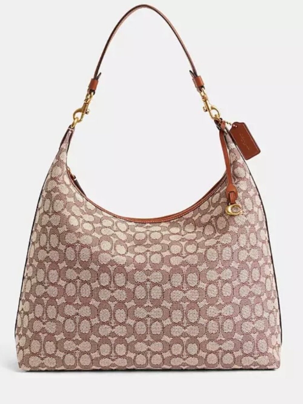 COACH JULIET LARGE SIGNATURE JACQUARD SHOULDER BAG 38 IN AMBER